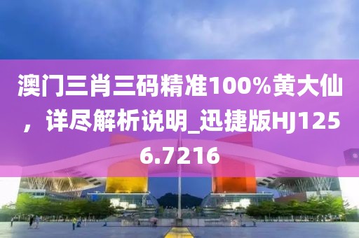 澳門三肖三碼精準(zhǔn)100%黃大仙，詳盡解析說明_迅捷版HJ1256.7216