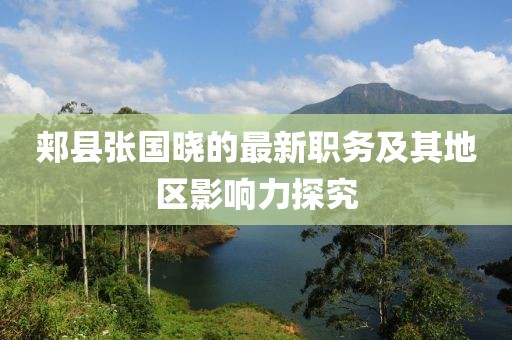 郟縣張國曉的最新職務及其地區(qū)影響力探究