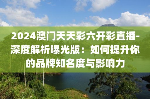 2024澳門天天彩六開彩直播-深度解析曝光版：如何提升你的品牌知名度與影響力
