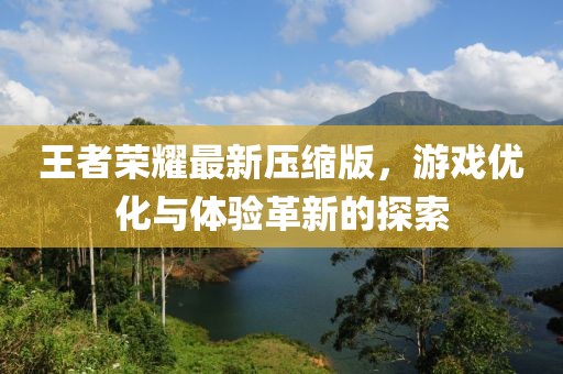 王者榮耀最新壓縮版，游戲優(yōu)化與體驗(yàn)革新的探索