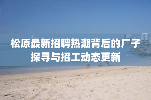 松原最新招聘熱潮背后的廠子探尋與招工動態(tài)更新