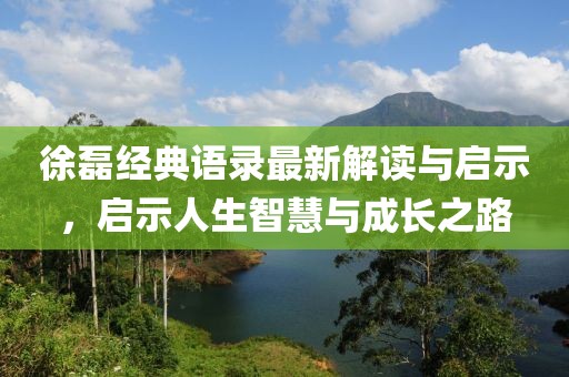 徐磊經(jīng)典語(yǔ)錄最新解讀與啟示，啟示人生智慧與成長(zhǎng)之路