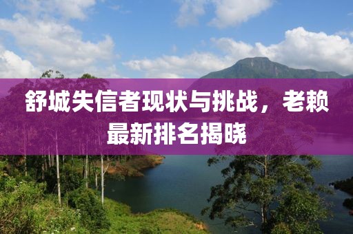 舒城失信者現(xiàn)狀與挑戰(zhàn)，老賴最新排名揭曉