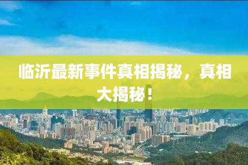 臨沂最新事件真相揭秘，真相大揭秘！