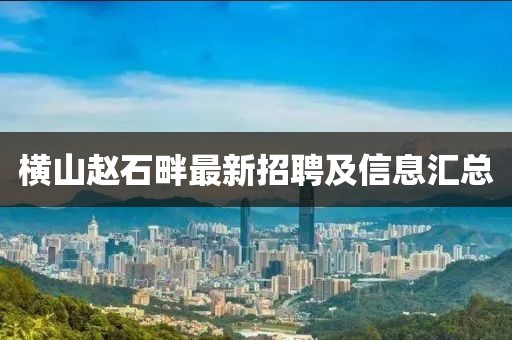 橫山趙石畔最新招聘及信息匯總