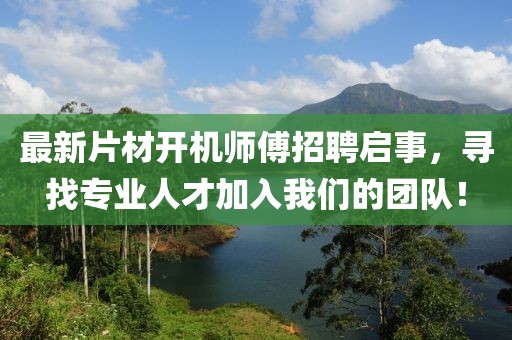 最新片材開機師傅招聘啟事，尋找專業(yè)人才加入我們的團隊！