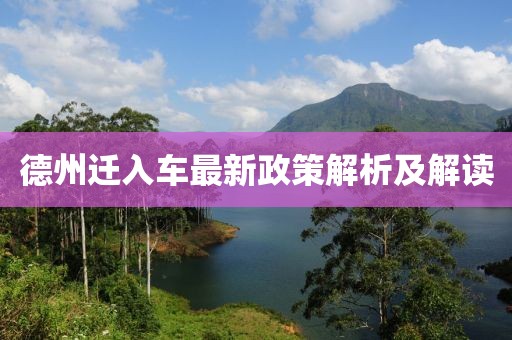 德州遷入車最新政策解析及解讀