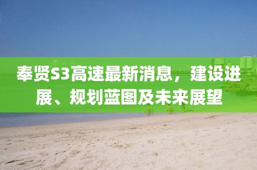 奉賢S3高速最新消息，建設(shè)進展、規(guī)劃藍圖及未來展望