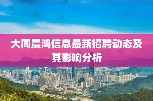 大同晨鴻信息最新招聘動(dòng)態(tài)及其影響分析