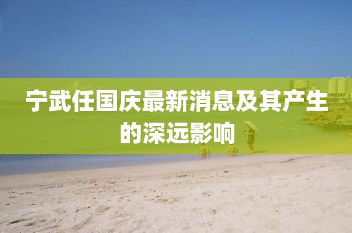 寧武任國慶最新消息及其產(chǎn)生的深遠影響