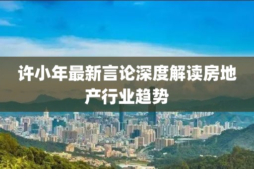 許小年最新言論深度解讀房地產(chǎn)行業(yè)趨勢