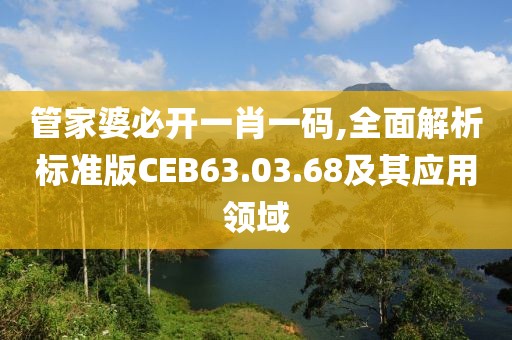 管家婆必開一肖一碼,全面解析標(biāo)準版CEB63.03.68及其應(yīng)用領(lǐng)域