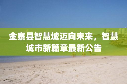 金寨縣智慧城邁向未來，智慧城市新篇章最新公告