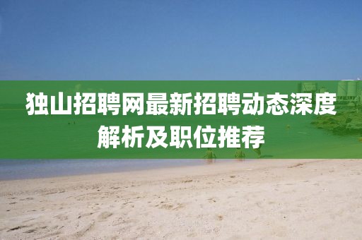 獨山招聘網(wǎng)最新招聘動態(tài)深度解析及職位推薦