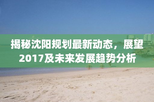 揭秘沈陽規(guī)劃最新動態(tài)，展望2017及未來發(fā)展趨勢分析
