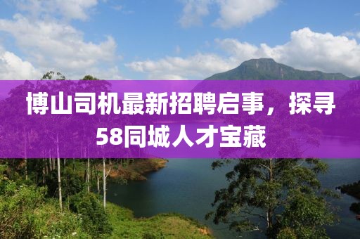 博山司機(jī)最新招聘啟事，探尋58同城人才寶藏