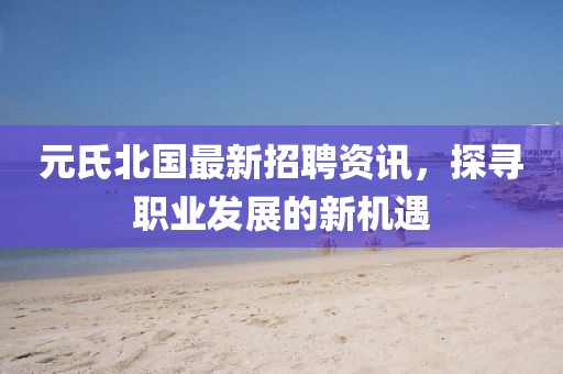 元氏北國最新招聘資訊，探尋職業(yè)發(fā)展的新機(jī)遇