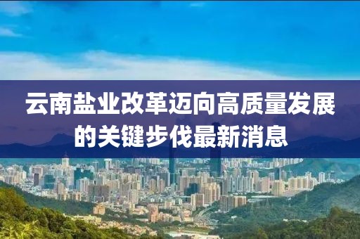 云南鹽業(yè)改革邁向高質(zhì)量發(fā)展的關(guān)鍵步伐最新消息