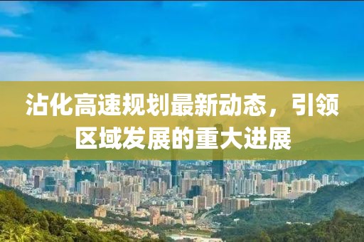 沾化高速規(guī)劃最新動態(tài)，引領(lǐng)區(qū)域發(fā)展的重大進展