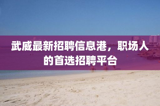 武威最新招聘信息港，職場人的首選招聘平臺