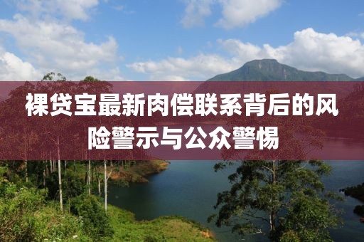 裸貸寶最新肉償聯(lián)系背后的風(fēng)險警示與公眾警惕