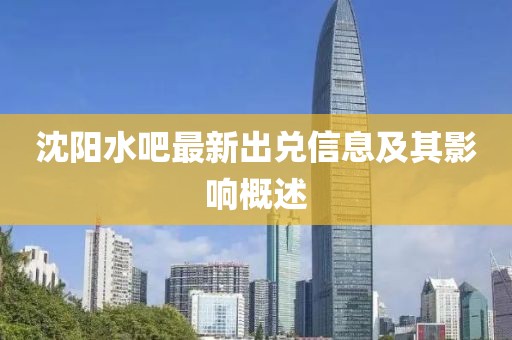 沈陽水吧最新出兌信息及其影響概述