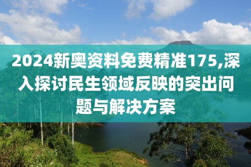 2024新奧資料免費(fèi)精準(zhǔn)175,深入探討民生領(lǐng)域反映的突出問題與解決方案