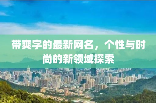 帶爽字的最新網(wǎng)名，個性與時尚的新領(lǐng)域探索