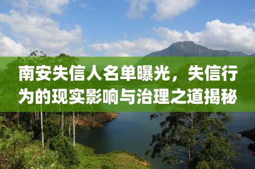 南安失信人名單曝光，失信行為的現(xiàn)實影響與治理之道揭秘