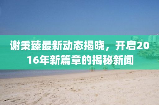 謝秉臻最新動態(tài)揭曉，開啟2016年新篇章的揭秘新聞
