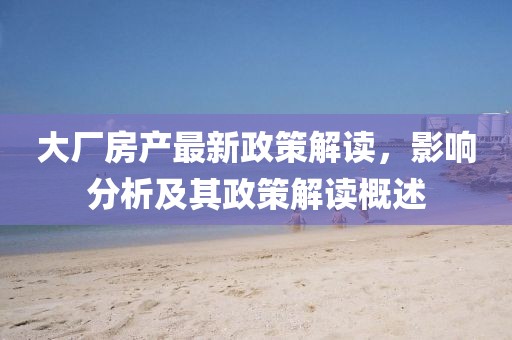 大廠房產(chǎn)最新政策解讀，影響分析及其政策解讀概述