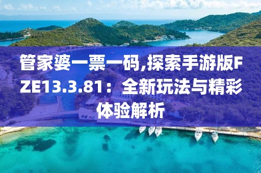管家婆一票一碼,探索手游版FZE13.3.81：全新玩法與精彩體驗解析