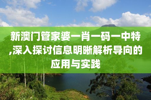 新澳門管家婆一肖一碼一中特,深入探討信息明晰解析導(dǎo)向的應(yīng)用與實(shí)踐