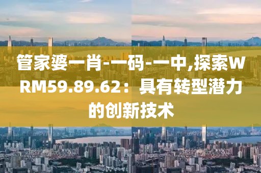 管家婆一肖-一碼-一中,探索WRM59.89.62：具有轉(zhuǎn)型潛力的創(chuàng)新技術(shù)