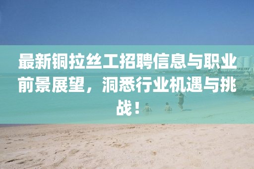 最新銅拉絲工招聘信息與職業(yè)前景展望，洞悉行業(yè)機(jī)遇與挑戰(zhàn)！