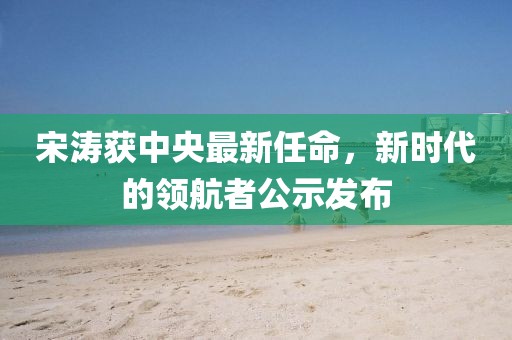 宋濤獲中央最新任命，新時(shí)代的領(lǐng)航者公示發(fā)布