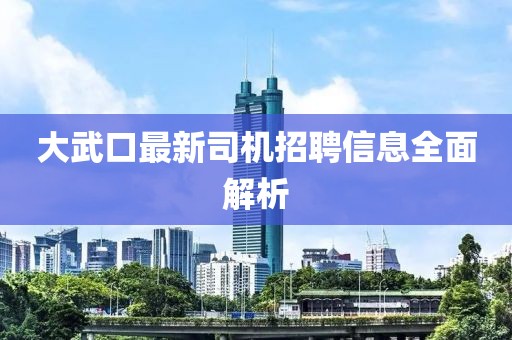 大武口最新司機招聘信息全面解析