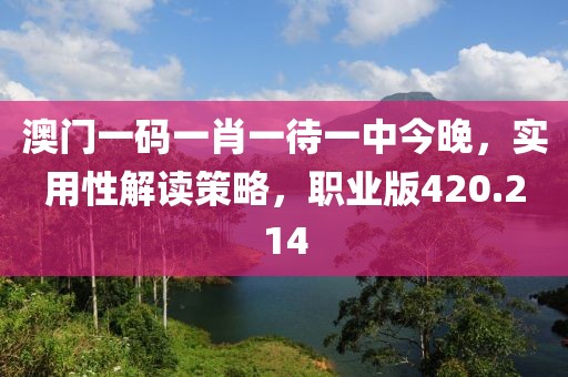 澳門一碼一肖一待一中今晚，實(shí)用性解讀策略，職業(yè)版420.214