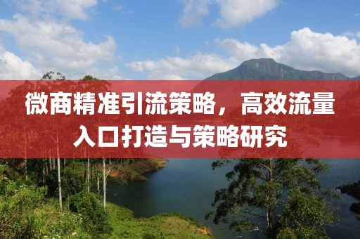 微商精準引流策略，高效流量入口打造與策略研究