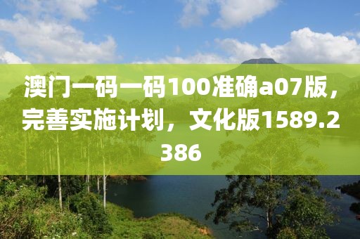 澳門一碼一碼100準(zhǔn)確a07版，完善實施計劃，文化版1589.2386
