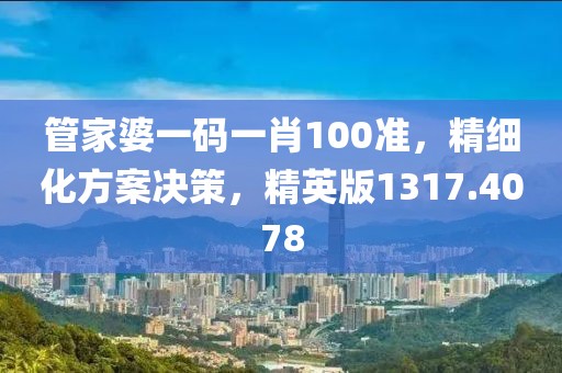 管家婆一碼一肖100準，精細化方案決策，精英版1317.4078